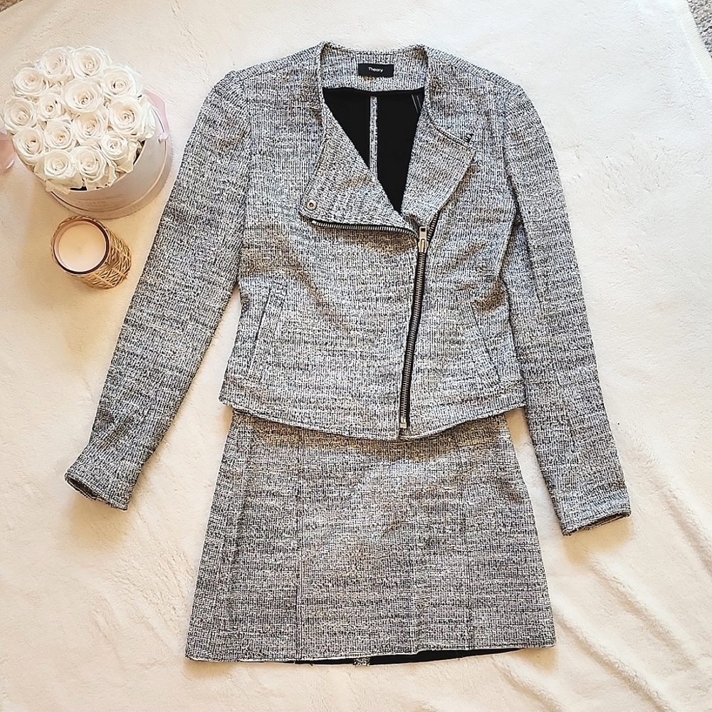 *NWT* Theory Jacket and Skirt SET - Black / Ivory - P/XS/00